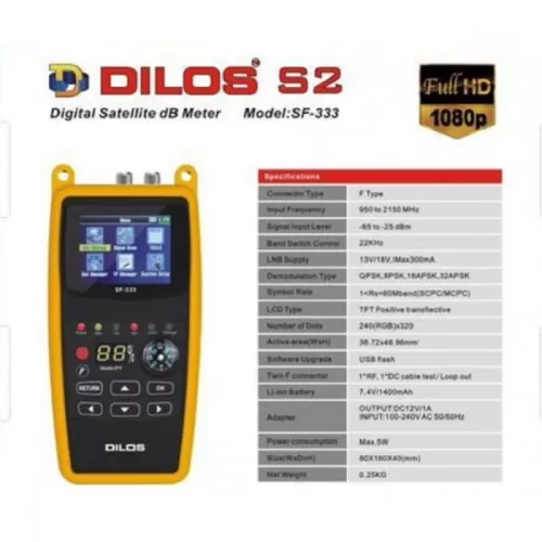 Dilos SF-333 DVB-S2 Multi-Functional Digital Satellite dB Meter