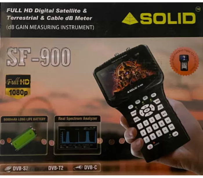 SOLID SF-900 Full HD Digital Satellite, DTT (DVB-T2) & Cable TV dB Meter