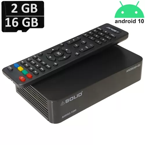 SOLID AHDS2-1080 DD Free dish Suitable FTA Hybrid  Android 10 Smart Box 