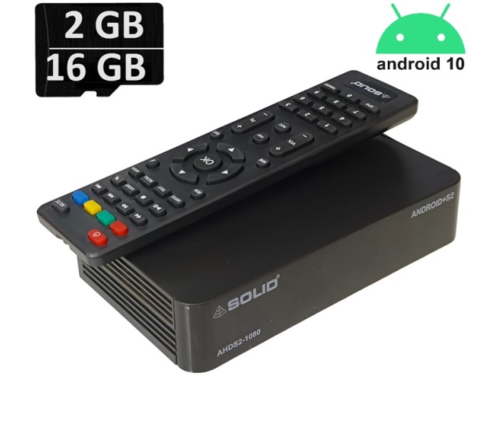SOLID AHDS2-1080 DD Free dish Suitable FTA Hybrid  Android 10 Smart Box With THREE MONTHS OF FLEXI OTT SUBSCRIPTION 