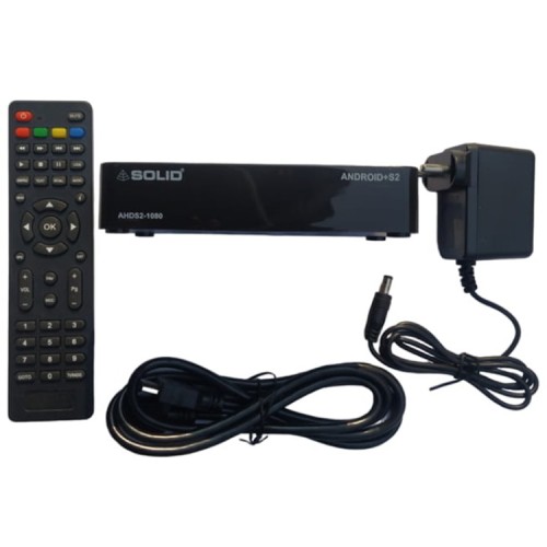 SOLID AHDS2-1080 DD Free dish Suitable FTA Hybrid  Android 10 Smart Box With THREE MONTHS OF FLEXI OTT SUBSCRIPTION 