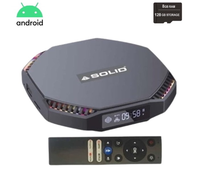 SOLID AHD-1096 8GB/128GB Android 11 TV Box with RGB And Free FREE OTT SUBSCRIPTION 
