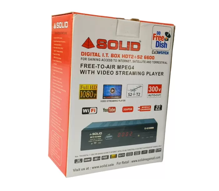 SOLID HDT2+S2-6600 SATELLITE + DIGITAL + STREAMING Player Free-to-air TV Box