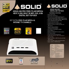 SOLID HDS2X-369Pro S2X, HEVC 8bits H.265 Free-To-Air Set-Top Box with Inbuilt Wifi