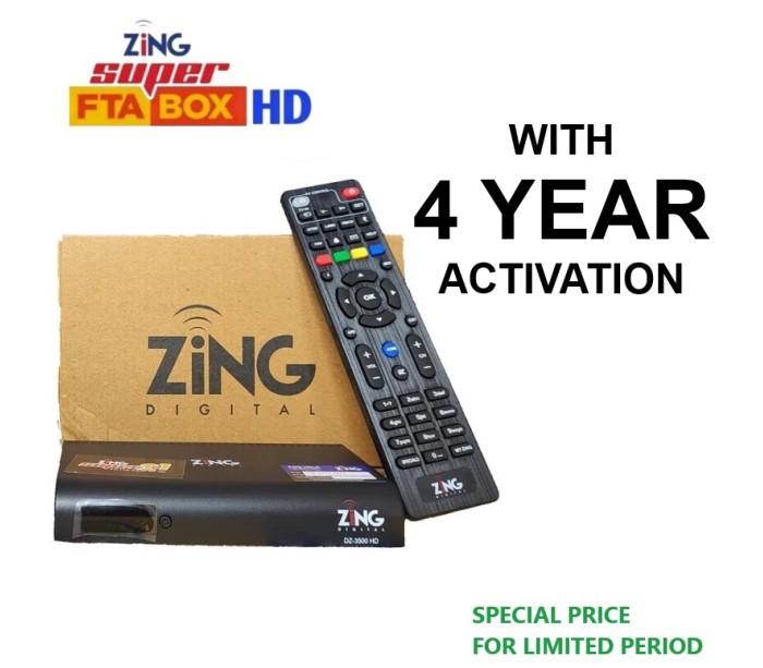 Dish TV Zing  Super FTA HD Box With 200+ FTA Channels & Services | No Recharge for 4 Years 