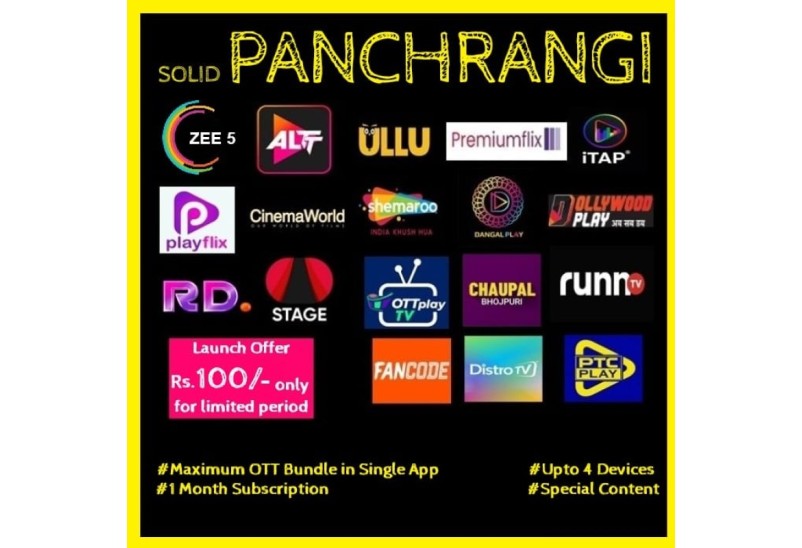Buy SOLID PANCHRANGI MONTHLY PACK WITH ZEE5 - 19 OTT APPS & 250+ Channels