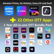 Amazon Prime, Jio Hotstar, Sony LIV, ZEE5, and 22 other OTT apps bundle pack for 1 year