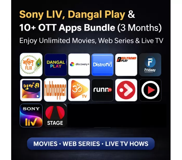 Sony LIV, Dangal Play & 10+ OTT Apps Bundle Pack for 3 Months 