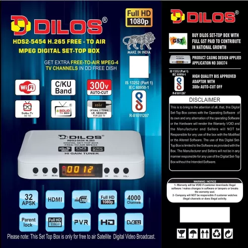 DILOS HDS2-5454 H.265 FREE - TO AIR MPEG 4 DIGITAL SET-TOP BOX