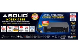SOLID HDS2X-7299 HEVC 8-Bit H.265 Free-To-Air Set-Top Box with Free Wi-Fi Dongle