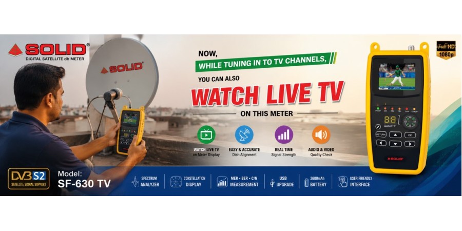 Watch Live TV While Aligning Your Satellite Dish with the SOLID SF-630 TV Meter.