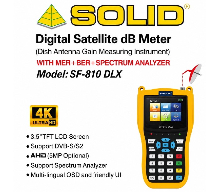 SOLID SF-810DLX Digital Satellite dB meter with Live TV Screen