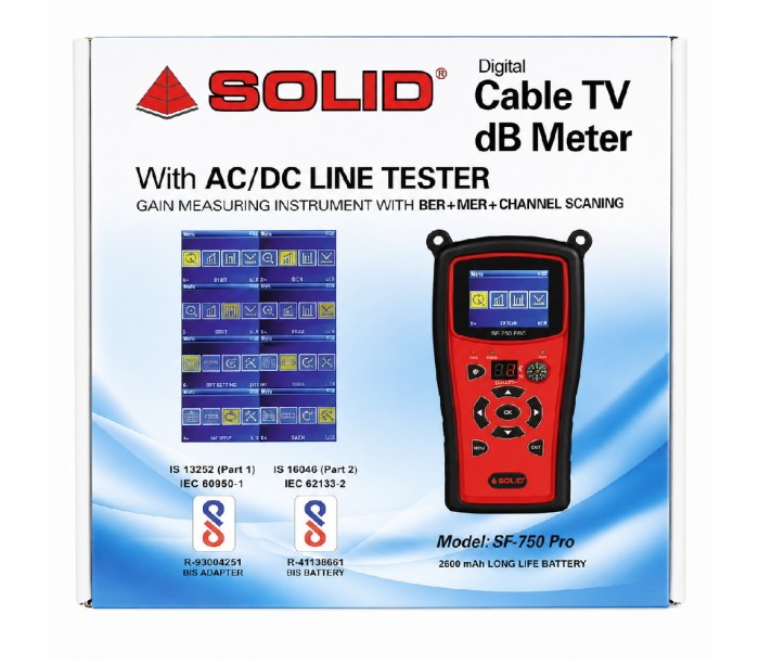 SOLID SF-750PRO DVB-C (BER+MER) Cable TV dB Meter with AC / DC (Color Display)