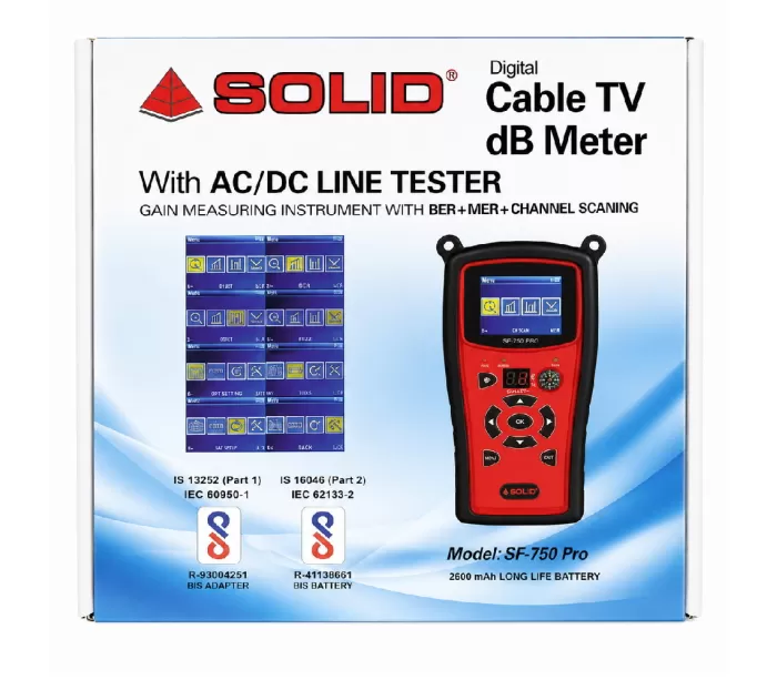SOLID SF-750PRO DVB-C (BER+MER) Cable TV dB Meter with AC / DC (Color Display)
