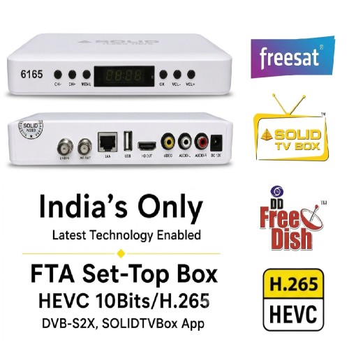 SOLID HDS2X-6165 DVB-S2X H.265 10-Bit HEVC Full HD Set-Top Box for DD Free Dish