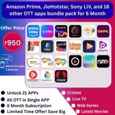Amazon Prime, JioHotstar, Sony LIV, and 18 other OTT apps bundle pack for 6 Month
