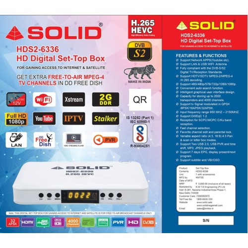 SOLID HDS2-6336 H.265 HEVC DVB-S2 FullHD Set-Top Box