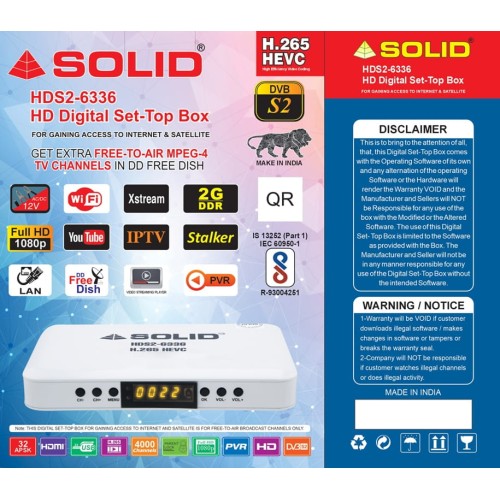 SOLID HDS2-6336 H.265 HEVC DVB-S2 FullHD Set-Top Box